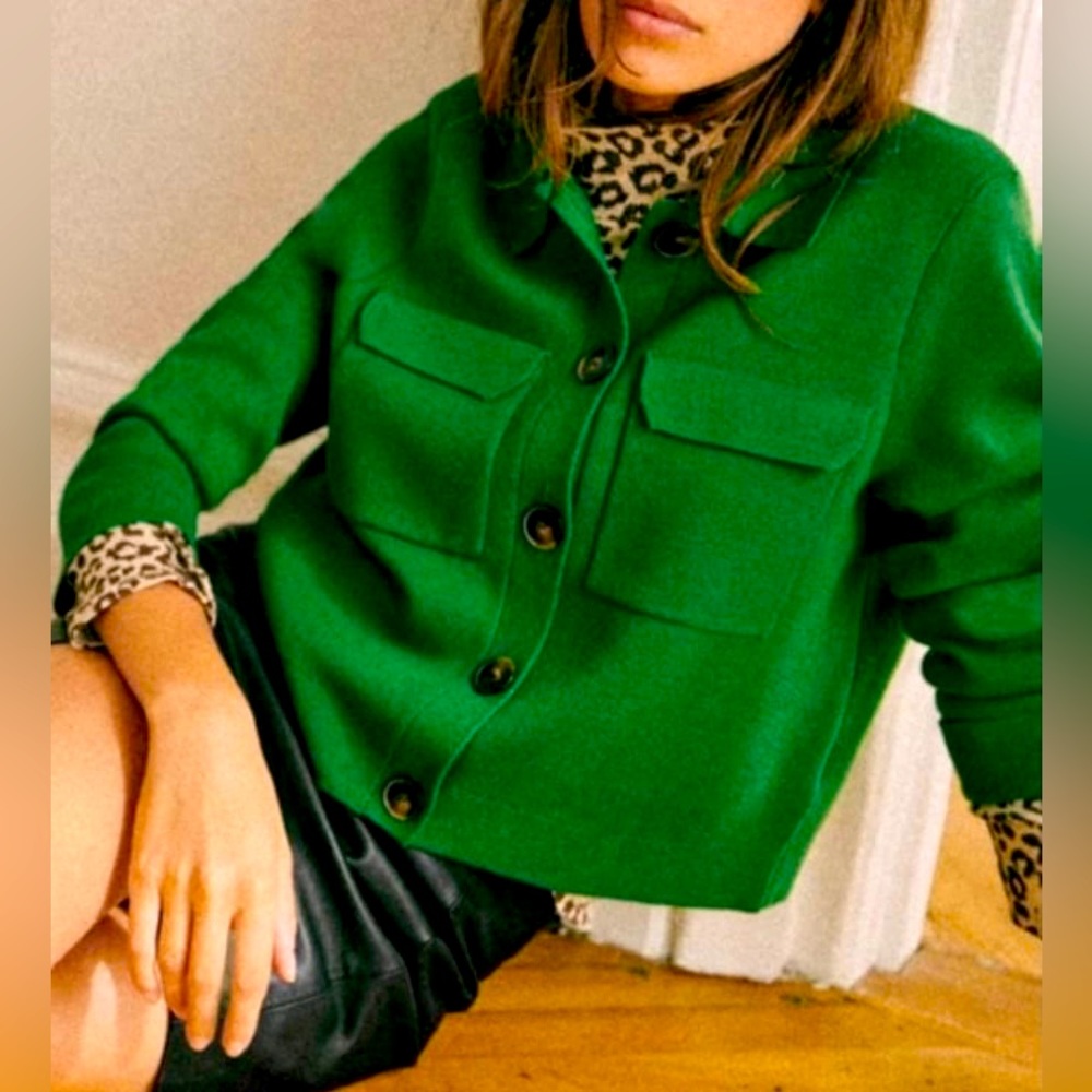 Sezane green Betty cardigan size M- hardly worn